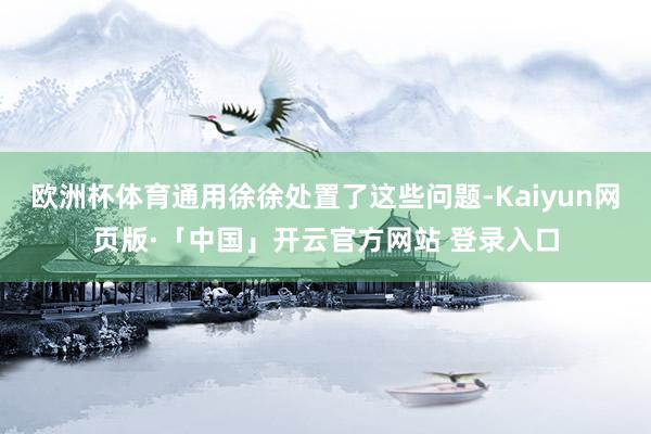 欧洲杯体育通用徐徐处置了这些问题-Kaiyun网页版·「中国」开云官方网站 登录入口